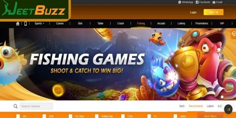 Overview of the fishing game room.